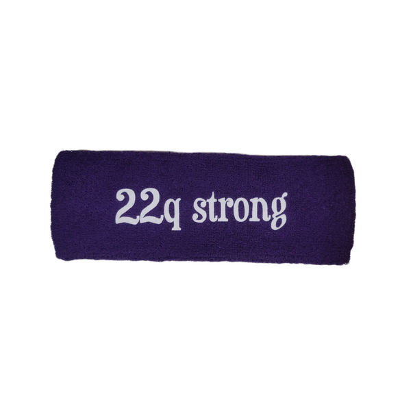 Terry cotton headband: 22q strong, purple/ white