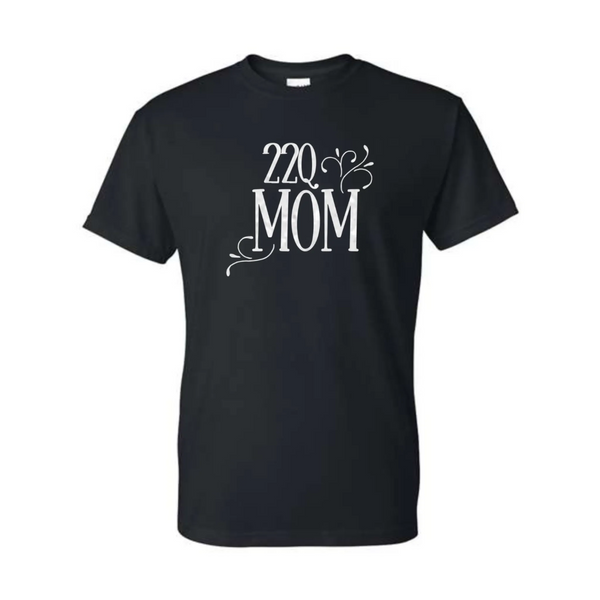 22Q MOM shirt, unisex fit, white glitter design