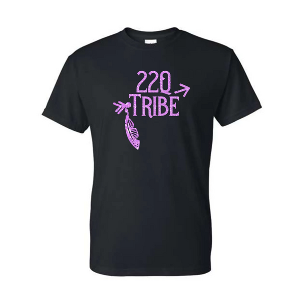 22Q Tribe shirt, unisex fit, neon purple glitter design