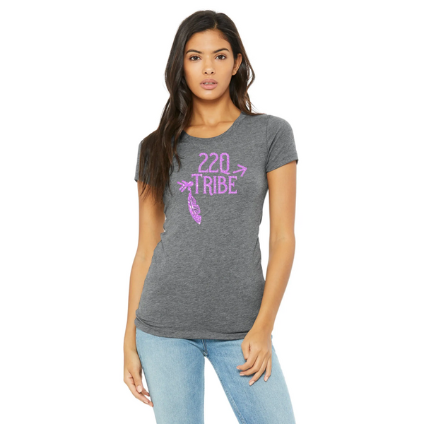 Ladies Bling Shirt- 22Q Tribe, neon purple