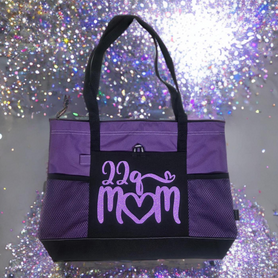 Tote Bag, 22q mom, Purple/ Neon Purple