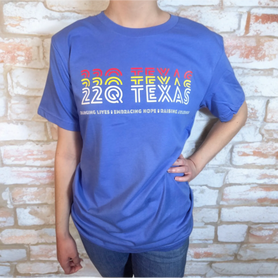 3 color ADULT 22q Texas Awareness Shirt, blue