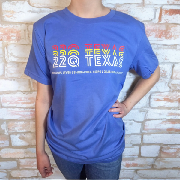 3 color ADULT 22q Texas Awareness Shirt, blue
