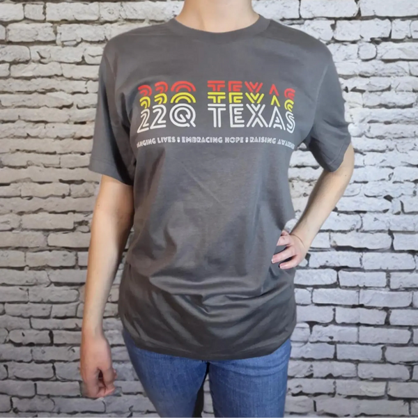 3 color ADULT 22q Texas Awareness Shirt, gray