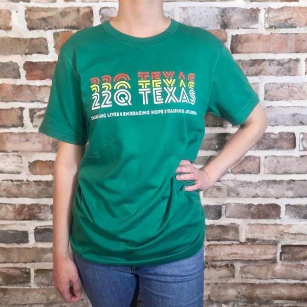 3 color ADULT 22q Texas Awareness Shirt, green
