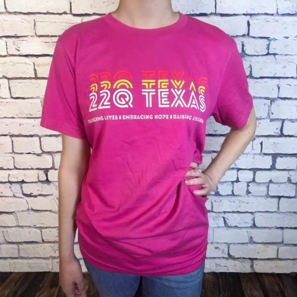 3 color ADULT 22q Texas Awareness Shirt, pink