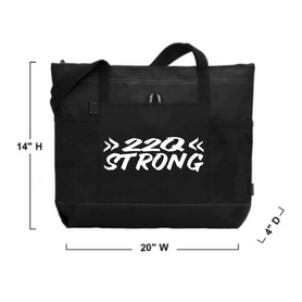 Tote Bag, >>22Q STRONG<<, black/ white