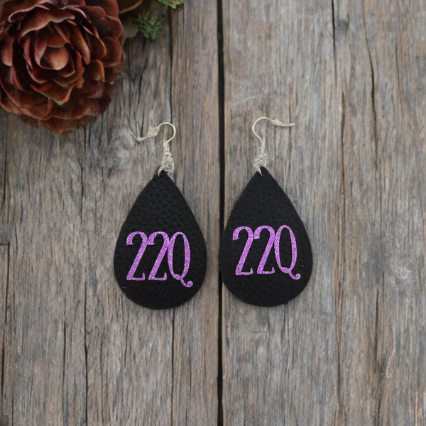 Bling Earrings: Black with Neon Purple Glitter 22Q