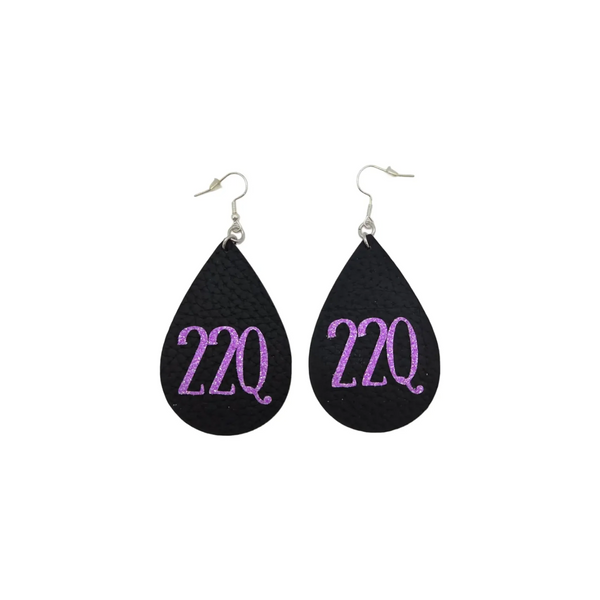 Bling Earrings: Black with Neon Purple Glitter 22Q