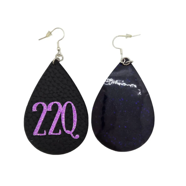 Bling Earrings: Black with Neon Purple Glitter 22Q