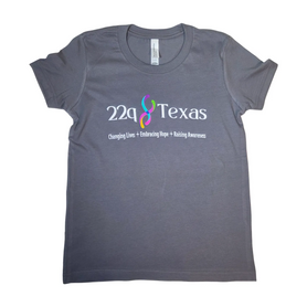 22q Texas logo YOUTH awareness shirt- gray