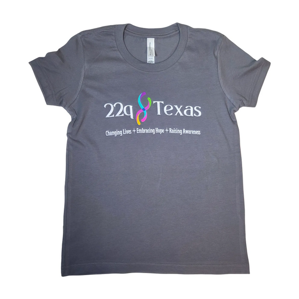 22q Texas logo YOUTH awareness shirt- gray