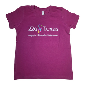 22q Texas logo YOUTH awareness shirt- pink