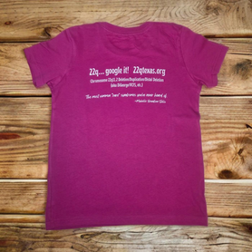 22q Texas logo YOUTH awareness shirt- pink