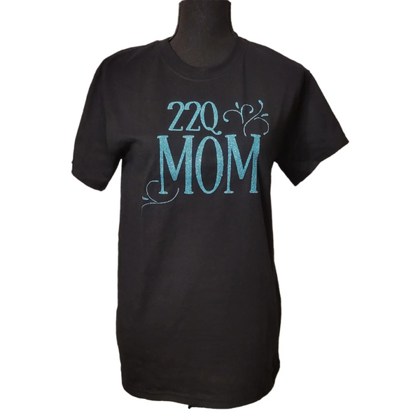 22Q MOM shirt, unisex fit, aqua glitter design