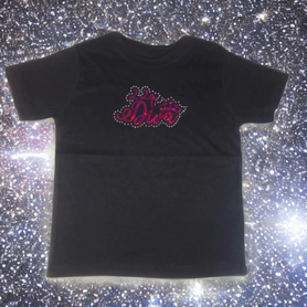 22q Diva Toddler T-Shirt, Holographic Pink with Rhinestones 22q Awareness Shirt