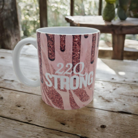 Coffee mug: 22Q strong, pink dripping glitter