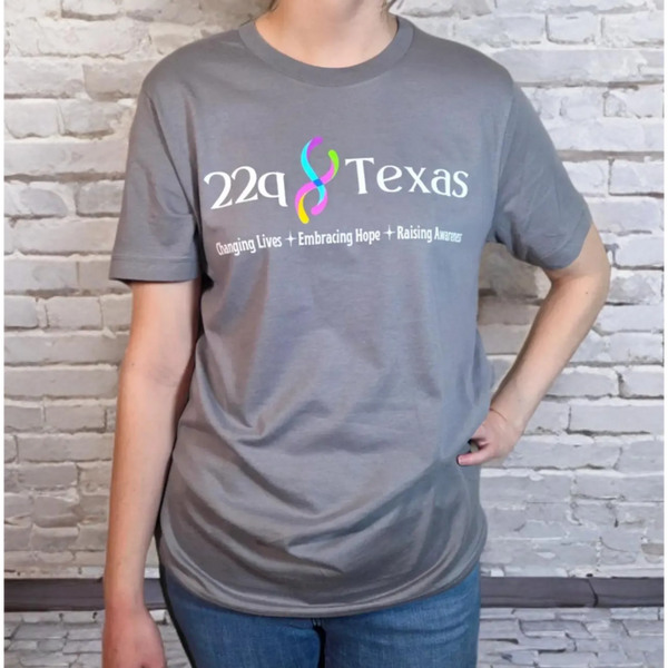 22q Texas logo ADULT awareness shirt, gray