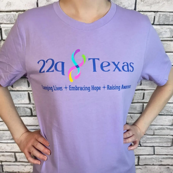 22q Texas logo ADULT awareness shirt- lavender