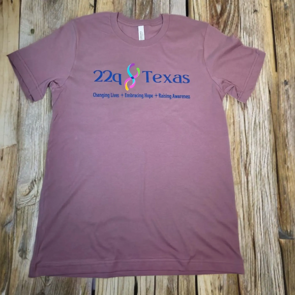 22q Texas logo ADULT awareness shirt, mauve