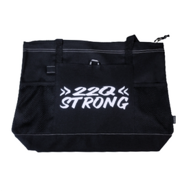 Tote Bag, >>22Q STRONG<<, black/ white