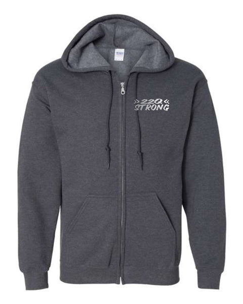 >>22Q STRONG<< Adult, Unisex, Zip Up Hoodie, silver design