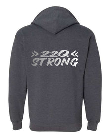 >>22Q STRONG<< Adult, Unisex, Zip Up Hoodie, silver design